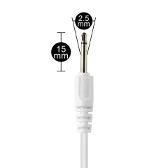 60CM White DC Pin Connector Charging Cable with 1.5CM Pin Length