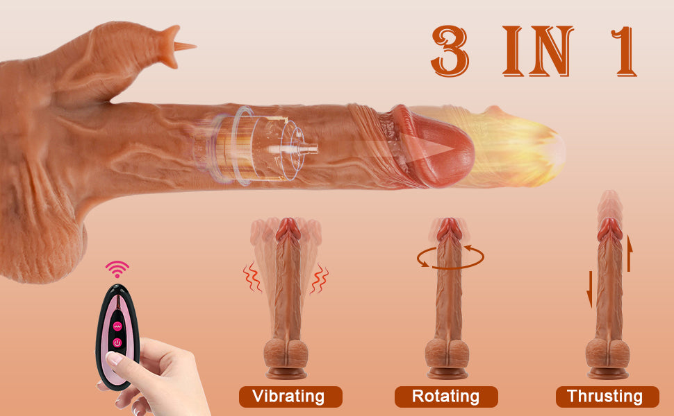 Erocraves multi function thrusting and licking dildo