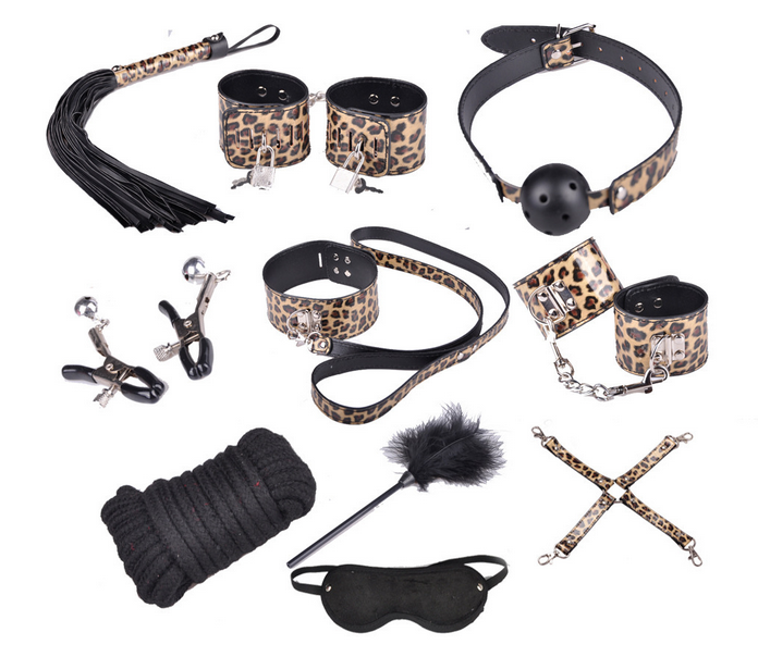 sexy bondage kit (12 pieces, leopard print)