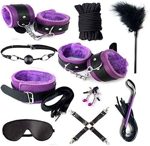 sexy bondage kit (black and purple) 12 pieces
