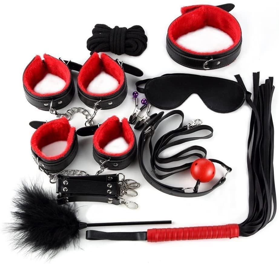 sexy bondage kit (black and red) 12 pieces